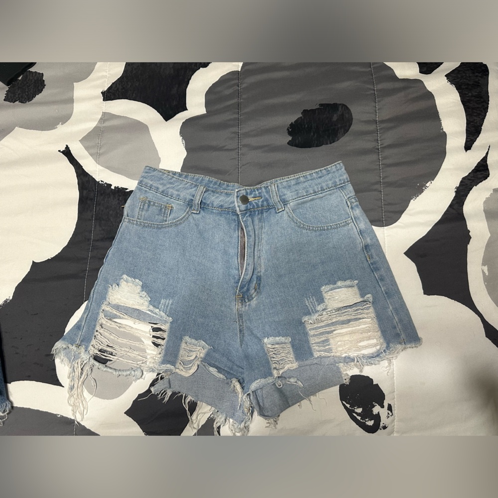 SHEIN Distressed High Waisted Shorts